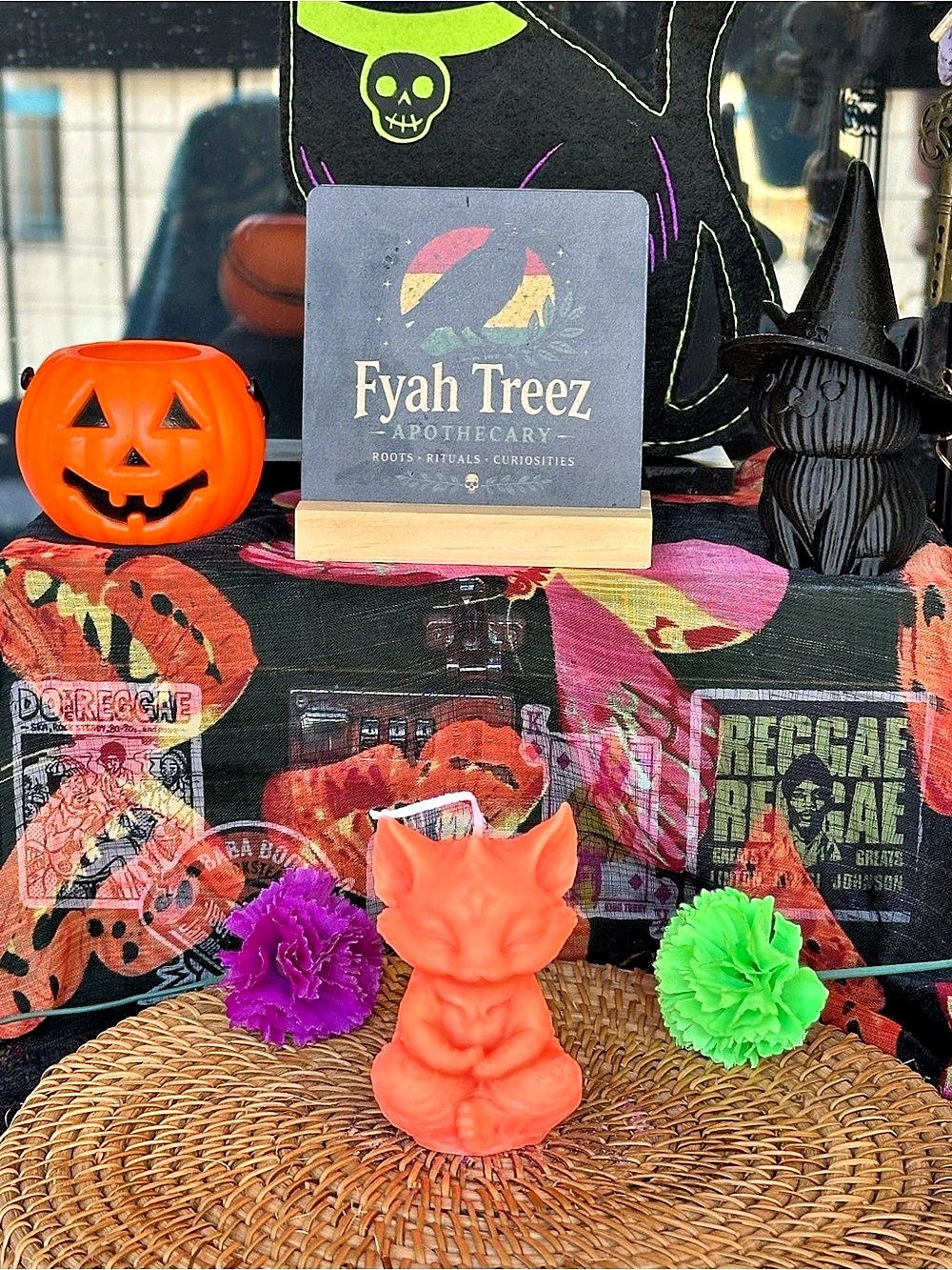 Coral Orange Meditating Fox Candle